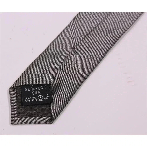 Gianni Versace Vintage 90's Gray/Black Check Geometric Print Silk Necktie Tie - Picture 8 of 9